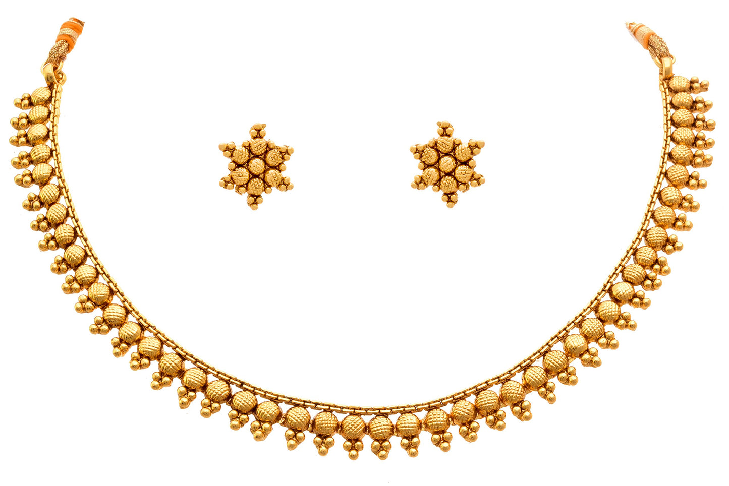 Floral One Gram Gold Plated Necklace Set With Stud Earrings