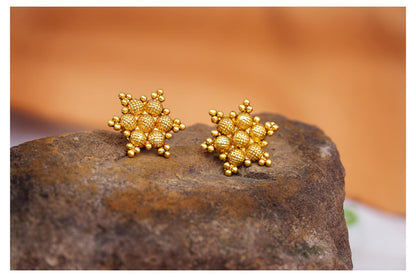 Floral One Gram Gold Plated Necklace Set With Stud Earrings