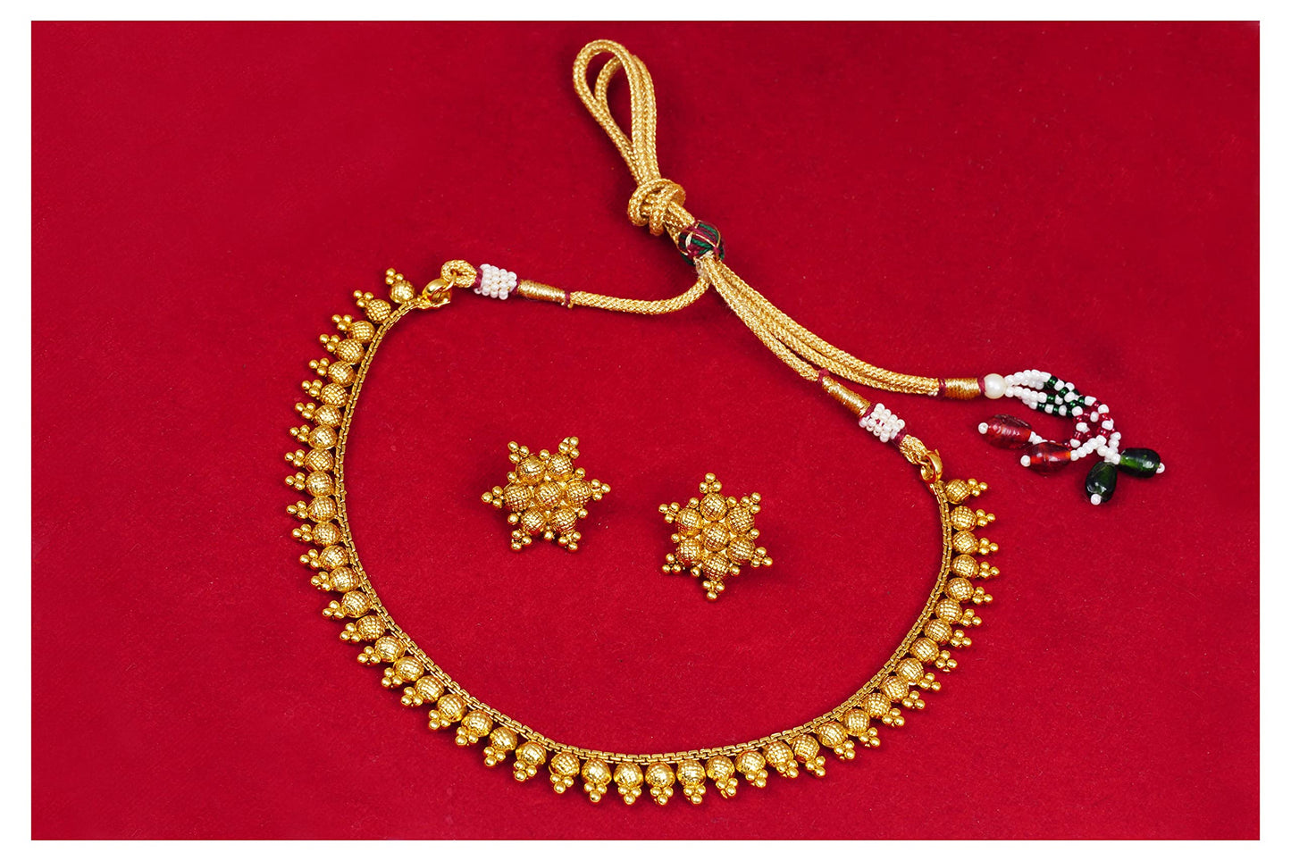 Floral One Gram Gold Plated Necklace Set With Stud Earrings