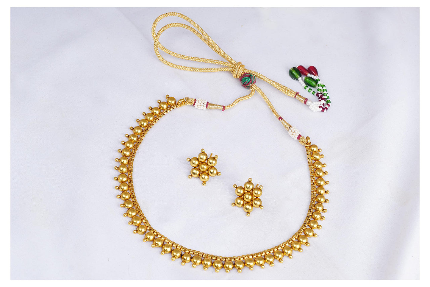 Floral One Gram Gold Plated Necklace Set With Stud Earrings