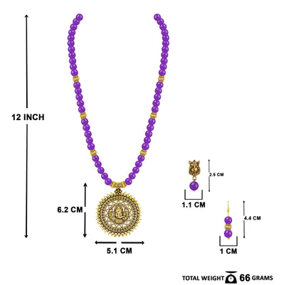 Gold Plated Oxidized Ganesha Necklace Set – Purple Beaded Ethnic Jewelry
