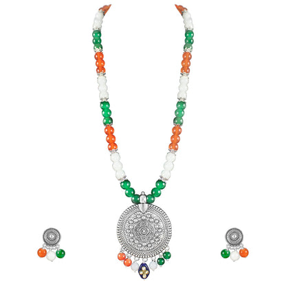 Tri Color Necklace Set Handmade Patriotic For Independence Day/Republic Day .