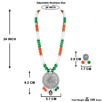 Tri Color Necklace Set Handmade Patriotic For Independence Day/Republic Day .