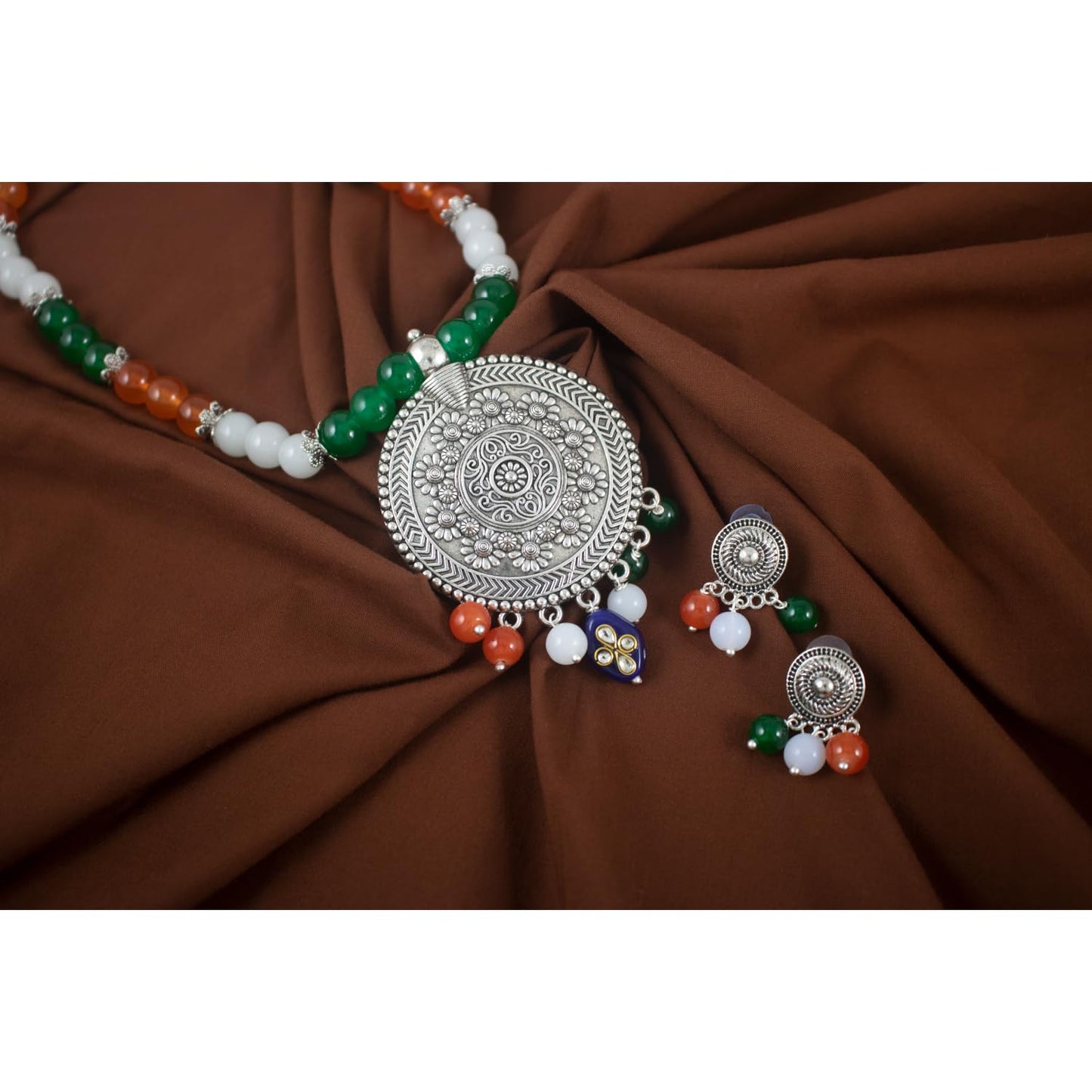 Tri Color Necklace Set Handmade Patriotic For Independence Day/Republic Day .