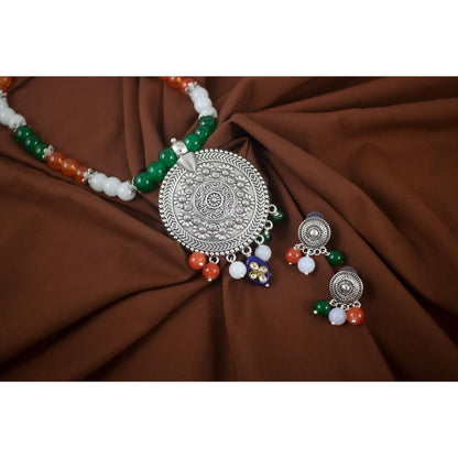 Tri Color Necklace Set Handmade Patriotic For Independence Day/Republic Day .