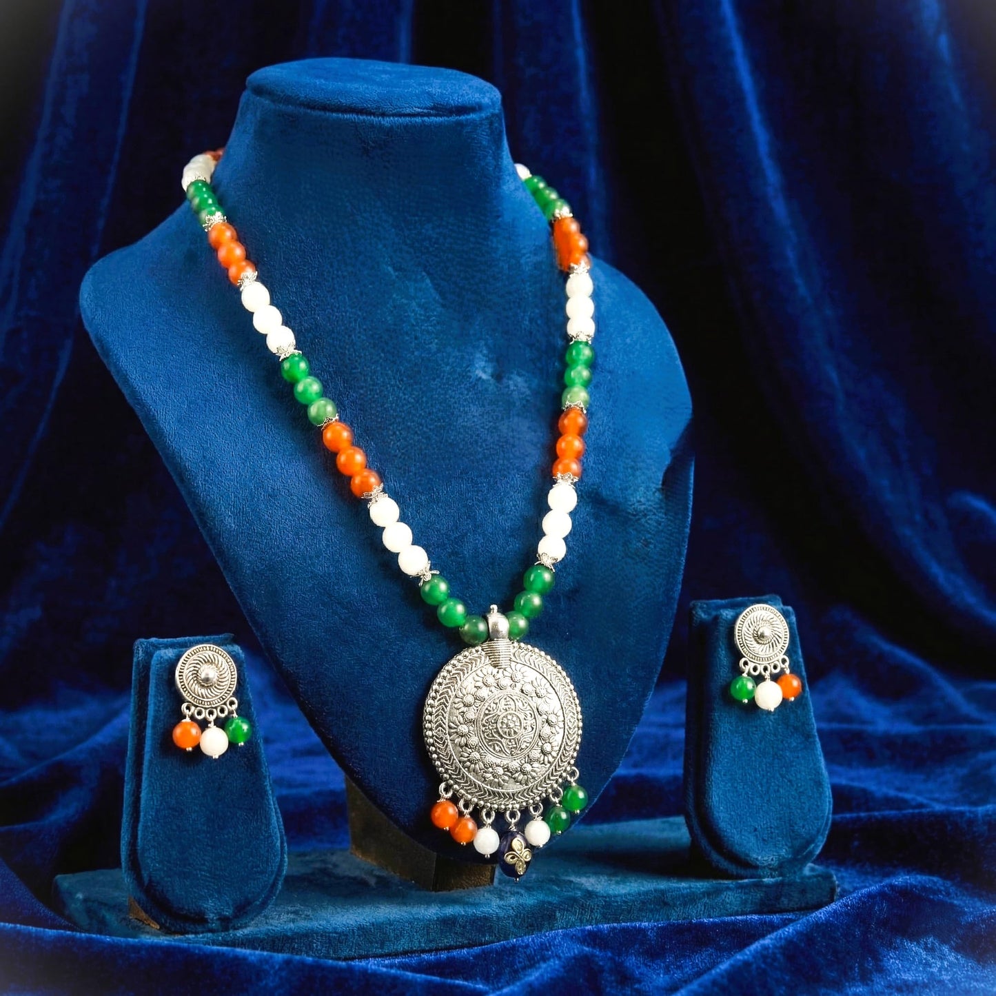 Tri Color Necklace Set Handmade Patriotic For Independence Day/Republic Day .