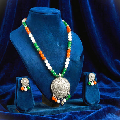 Tri Color Necklace Set Handmade Patriotic For Independence Day/Republic Day .