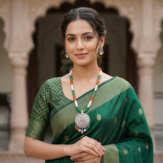 Tri Color Necklace Set Handmade Patriotic For Independence Day/Republic Day .