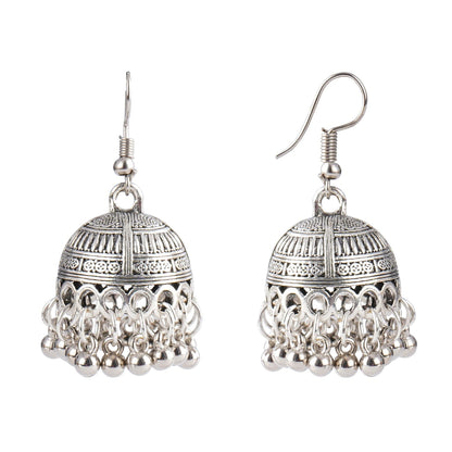 Able Silver Plated German Oxidized Pendant With Long Chain Necklace Set