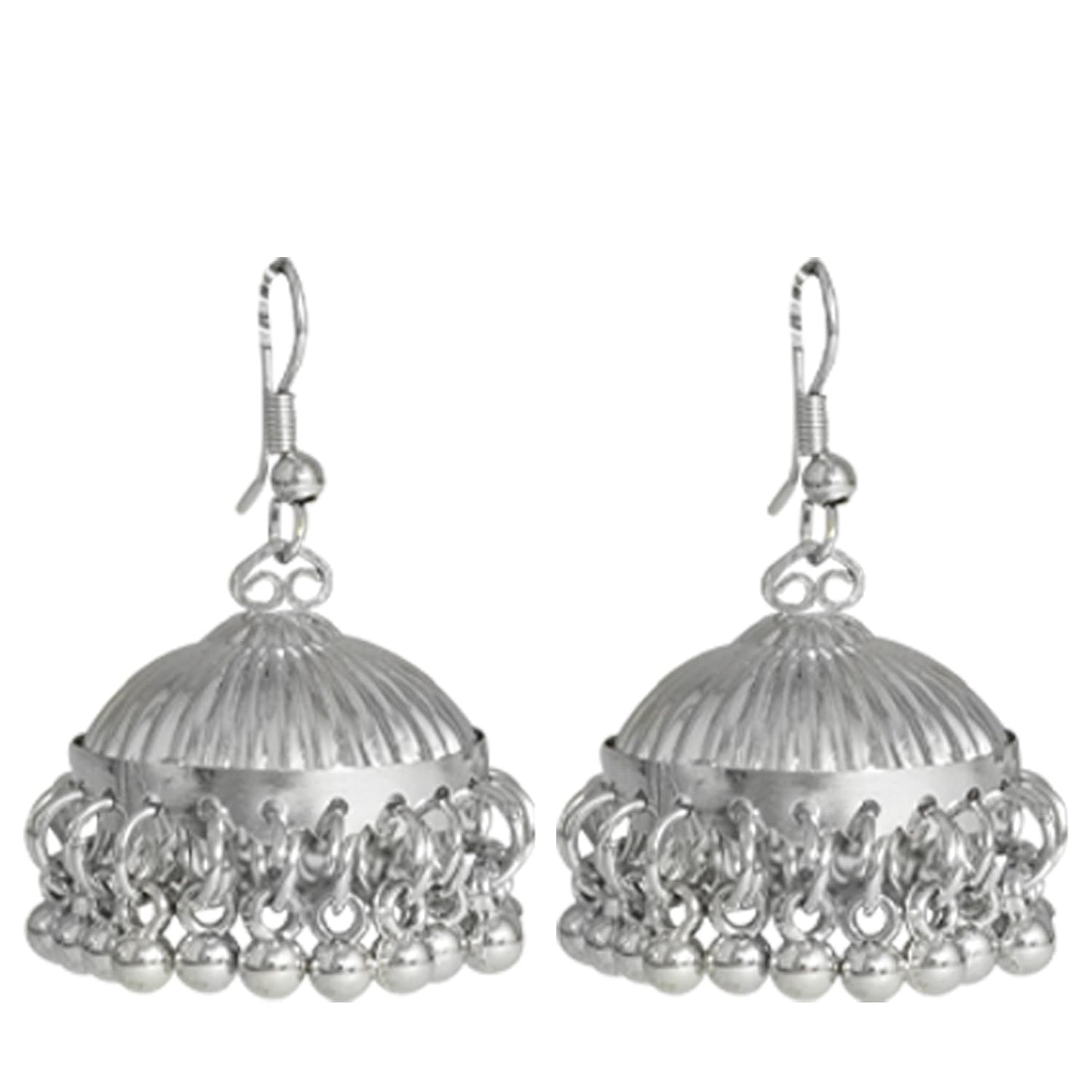 Able Silver Plated German Oxidized Pendant Long Chain Necklace Set With Earring