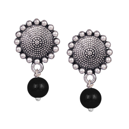 Elegant Black Beaded Necklace Set – Minimalist Ethnic Jewelry with Earrings