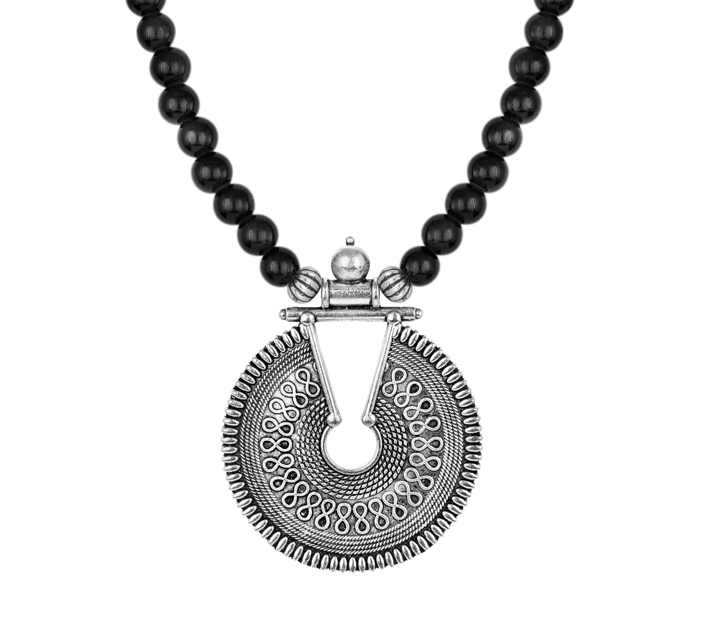 Elegant Black Beaded Necklace Set – Minimalist Ethnic Jewelry with Earrings