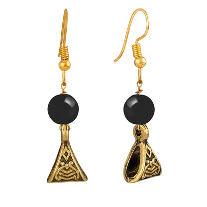 Gajamukha Oxidized Silver Necklace & Earring Set – Black Beaded Ethnic Combo