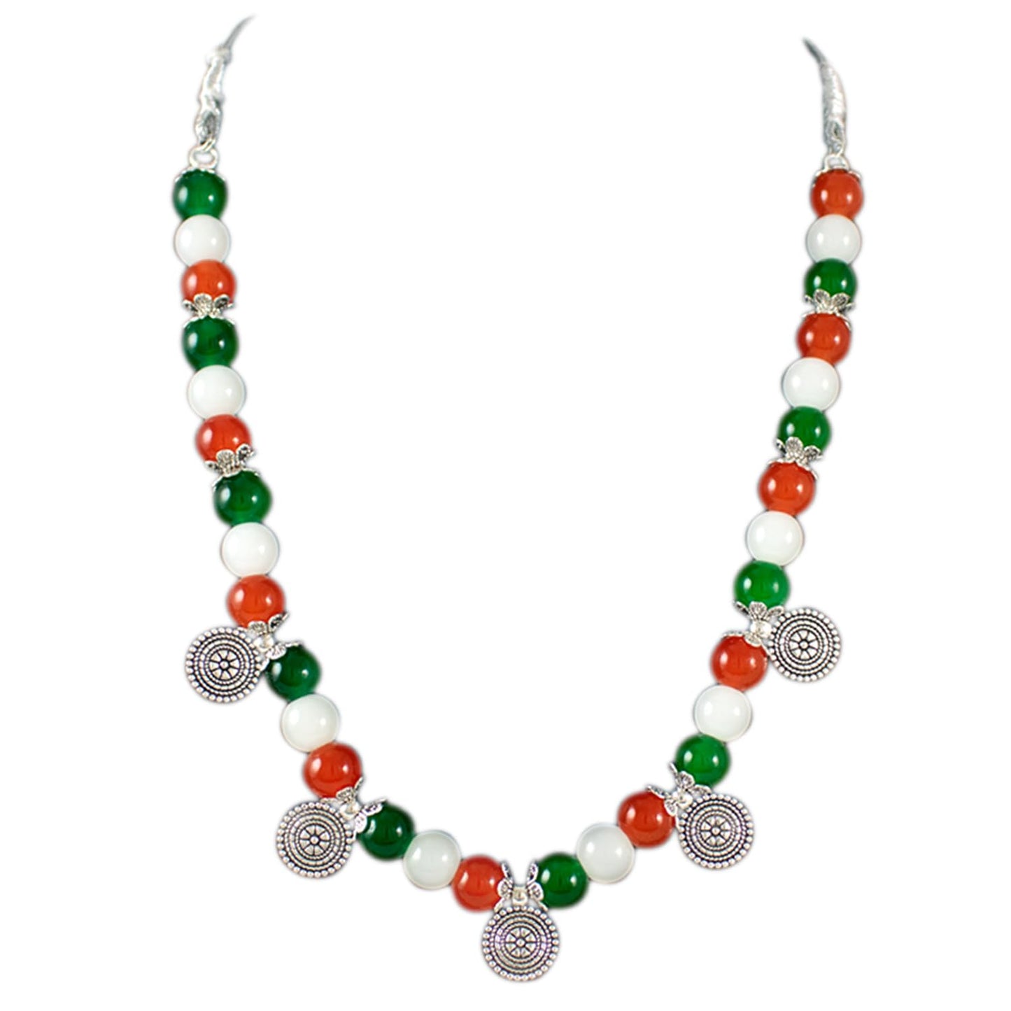 Tricolour Beaded Necklace Set – Patriotic Indian Jewelry for Independence Day
