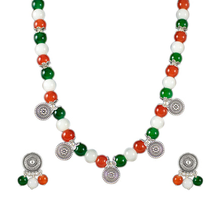 Tricolour Beaded Necklace Set – Patriotic Indian Jewelry for Independence Day