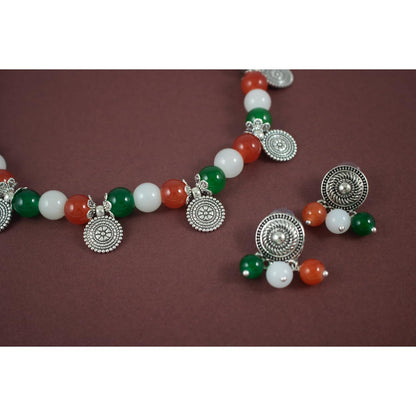 Tricolour Beaded Necklace Set – Patriotic Indian Jewelry for Independence Day