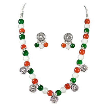 Tricolour Beaded Necklace Set – Patriotic Indian Jewelry for Independence Day