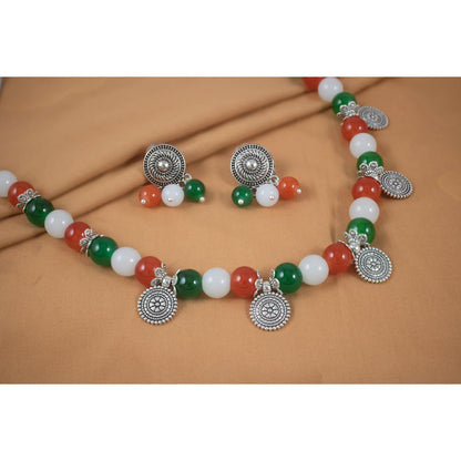 Tricolour Beaded Necklace Set – Patriotic Indian Jewelry for Independence Day