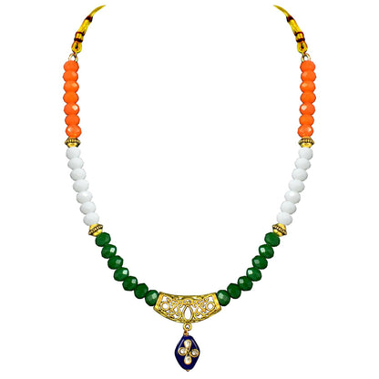 Patriotic Tri Color Crystal Beaded Necklace Set For Independence Day/Republic Day .