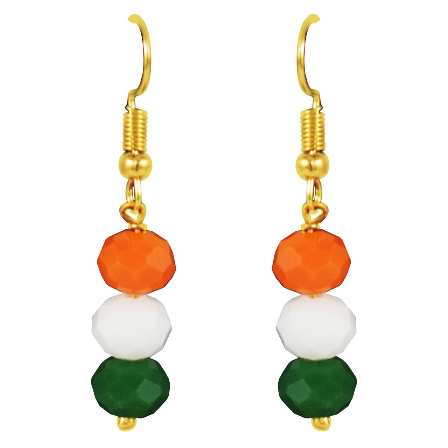 Patriotic Tri Color Crystal Beaded Necklace Set For Independence Day/Republic Day .