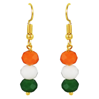 Patriotic Tri Color Crystal Beaded Necklace Set For Independence Day/Republic Day .
