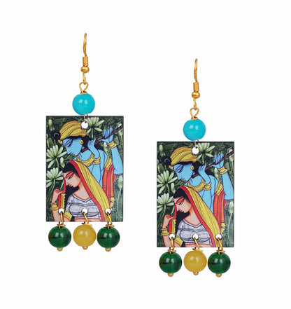 Handcrafted Radha Krishna Pendant Necklace Set – Multicolor Beaded Ethnic Jewelry