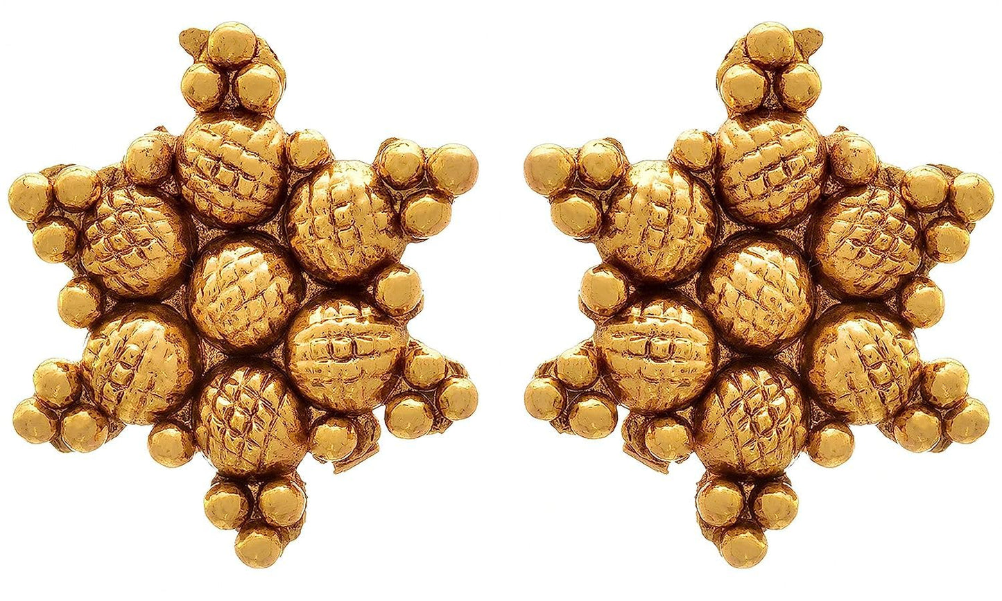 Gold Plated Design Necklace Set With Stud Earrings .