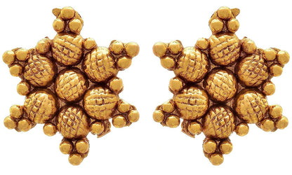 Gold Plated Design Necklace Set With Stud Earrings .
