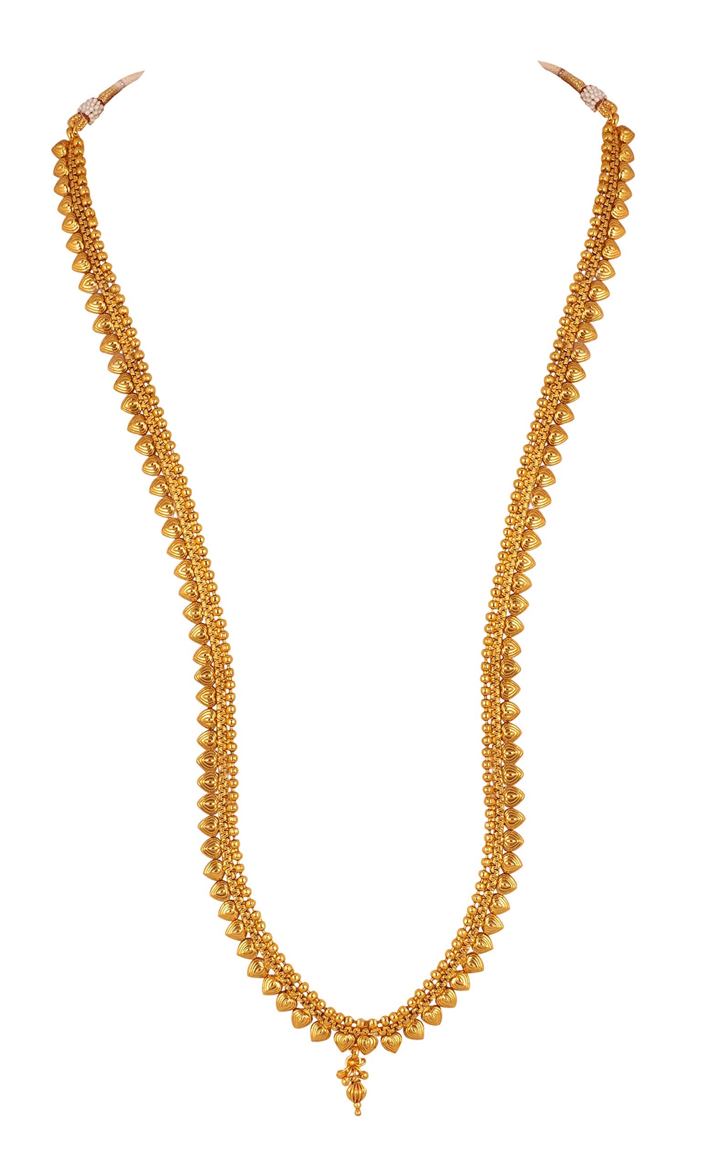 Gold Plated Leaf Design Necklace Set – Unique Long and Short Strand Layers