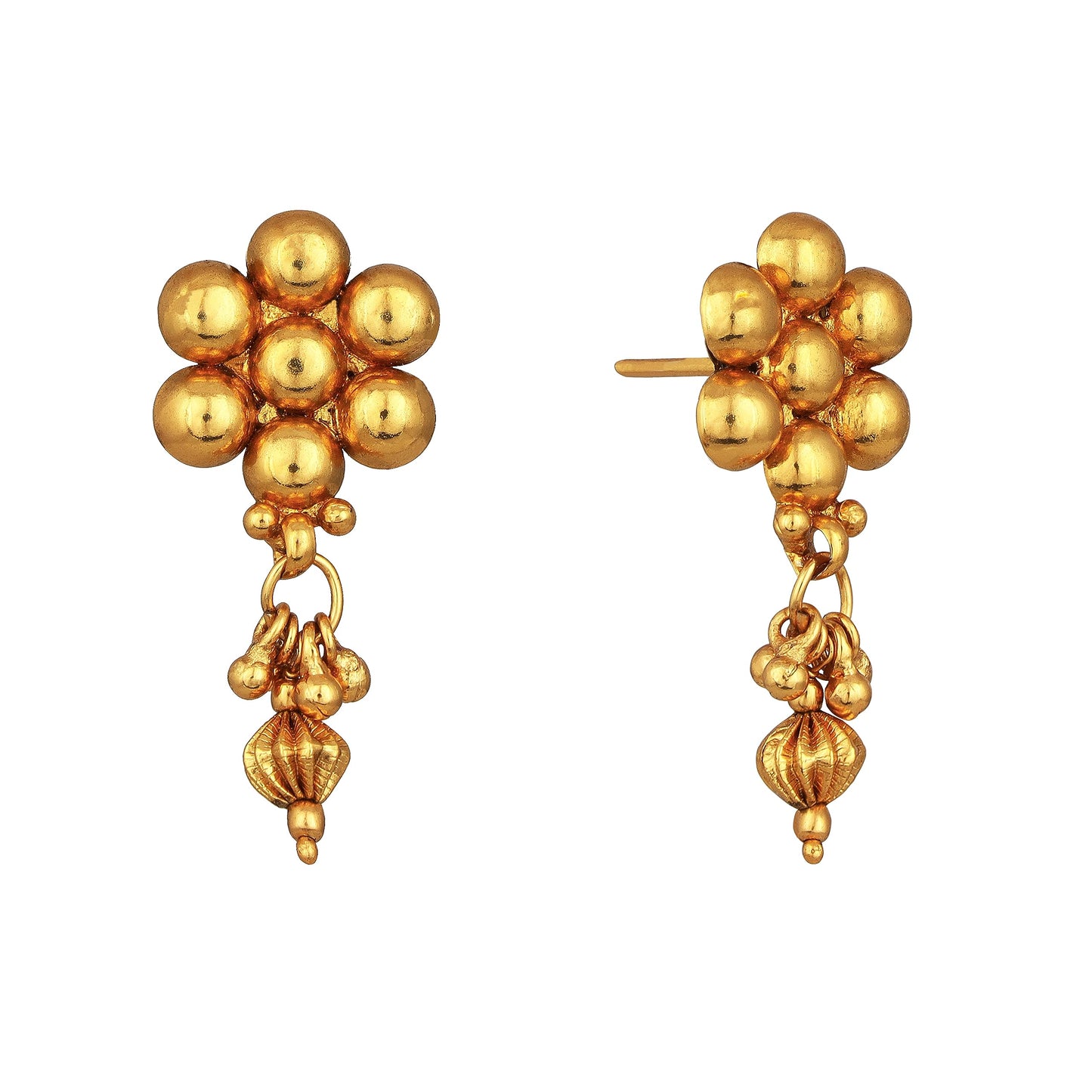 One Gram Gold Plated Patta Golden Bead Design Long Necklace Set With Adjustable Thread