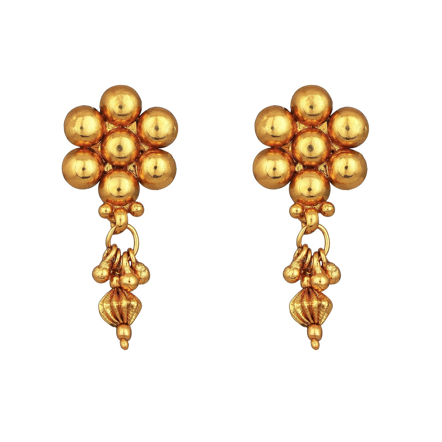 One Gram Gold Plated Patta Golden Bead Design Long Necklace Set With Adjustable Thread
