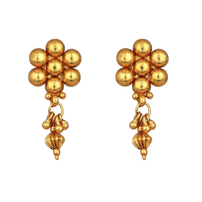 One Gram Gold Plated Patta Golden Bead Design Long Necklace Set With Adjustable Thread