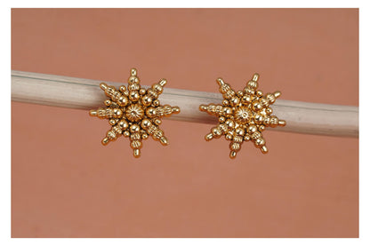 Gold Plated Divine Sun Rays Necklace Set With Earrings .