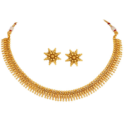 Gold Plated Divine Sun Rays Necklace Set With Earrings .