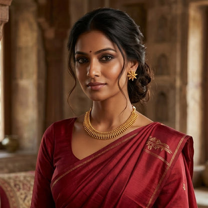 Gold Plated Divine Sun Rays Necklace Set With Earrings .