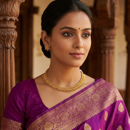 Gold Plated Divine Sun Rays Necklace Set With Earrings .
