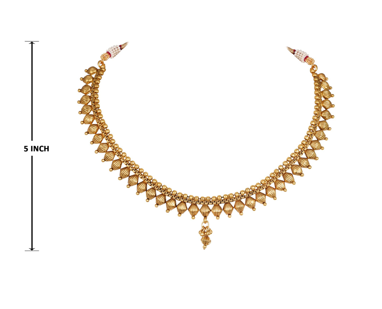Gold Plated Necklace Set With Adjustable Thread .