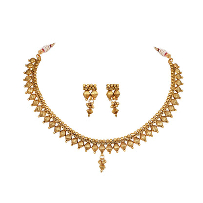 Gold Plated Necklace Set With Adjustable Thread .