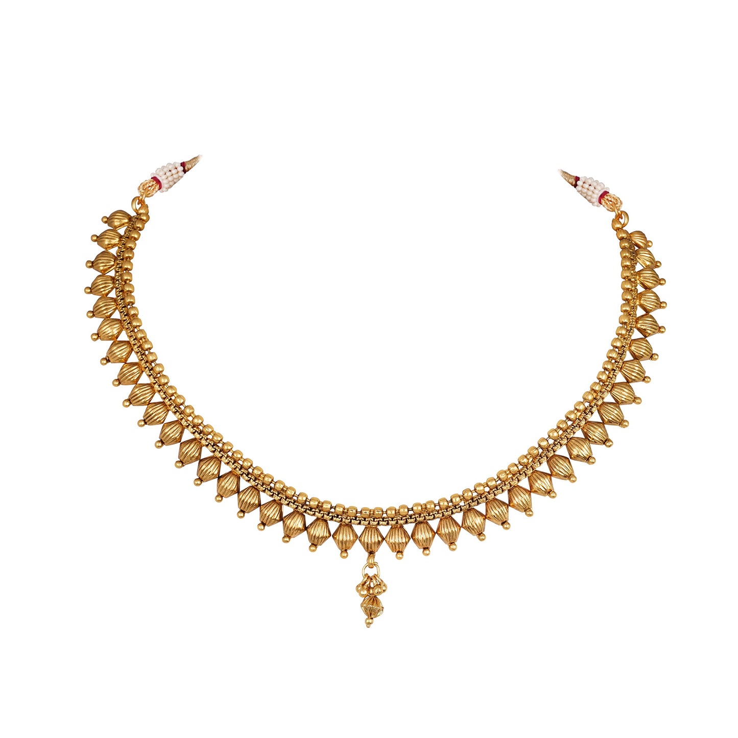 Gold Plated Necklace Set With Adjustable Thread .