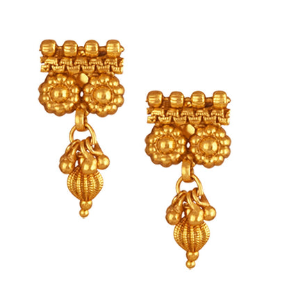 Gold Plated Floral Necklace Set With Adjustable Thread .
