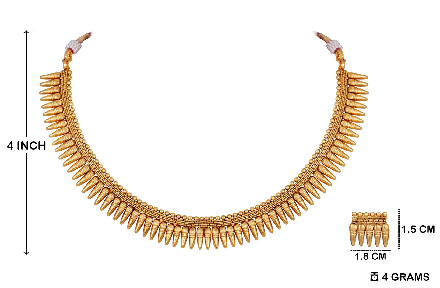 Copper Gold Plated Necklace Set With Adjustable Thread .