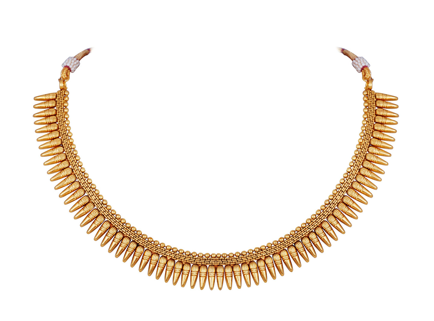 Copper Gold Plated Necklace Set With Adjustable Thread .