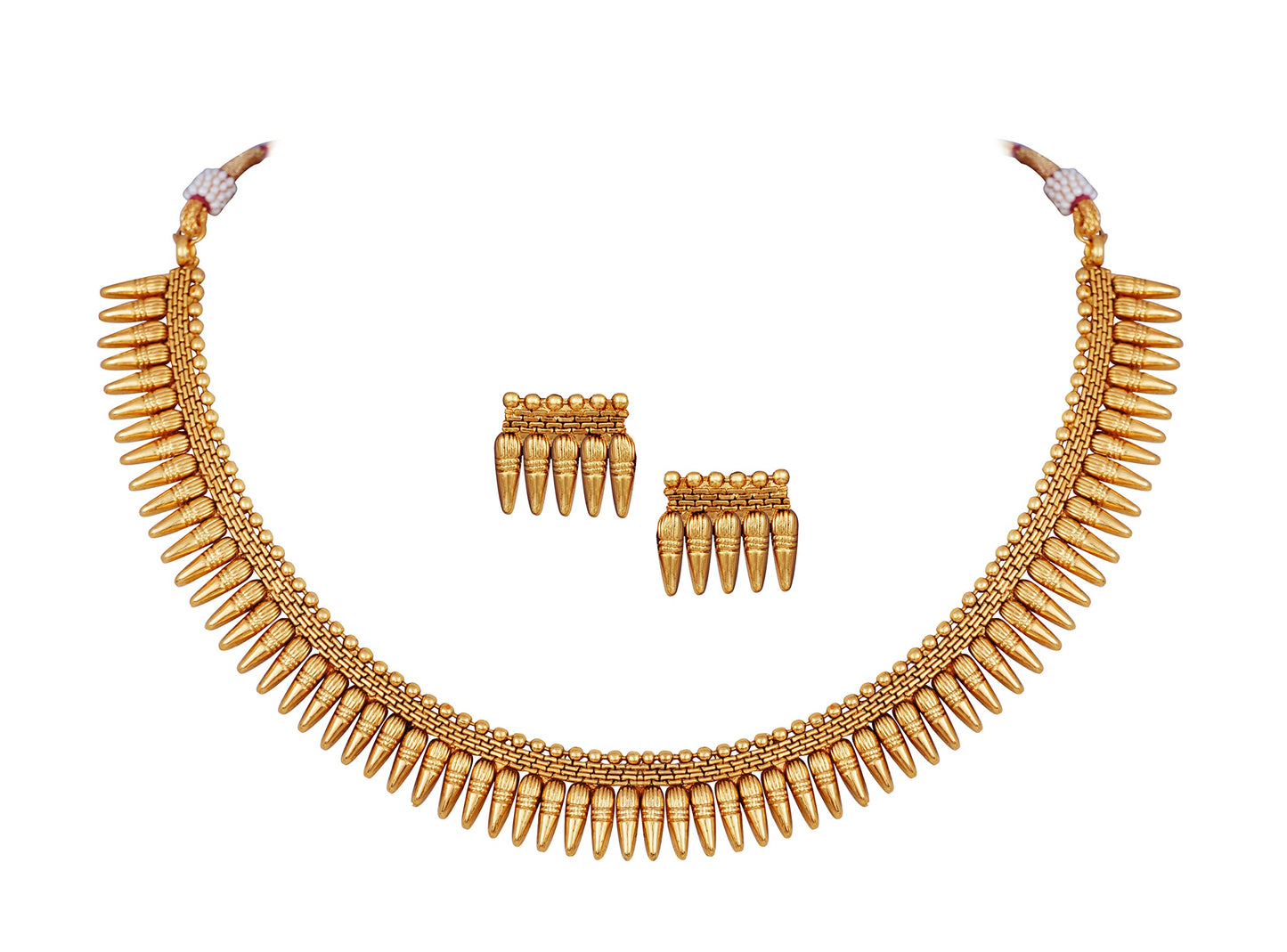 Copper Gold Plated Necklace Set With Adjustable Thread .