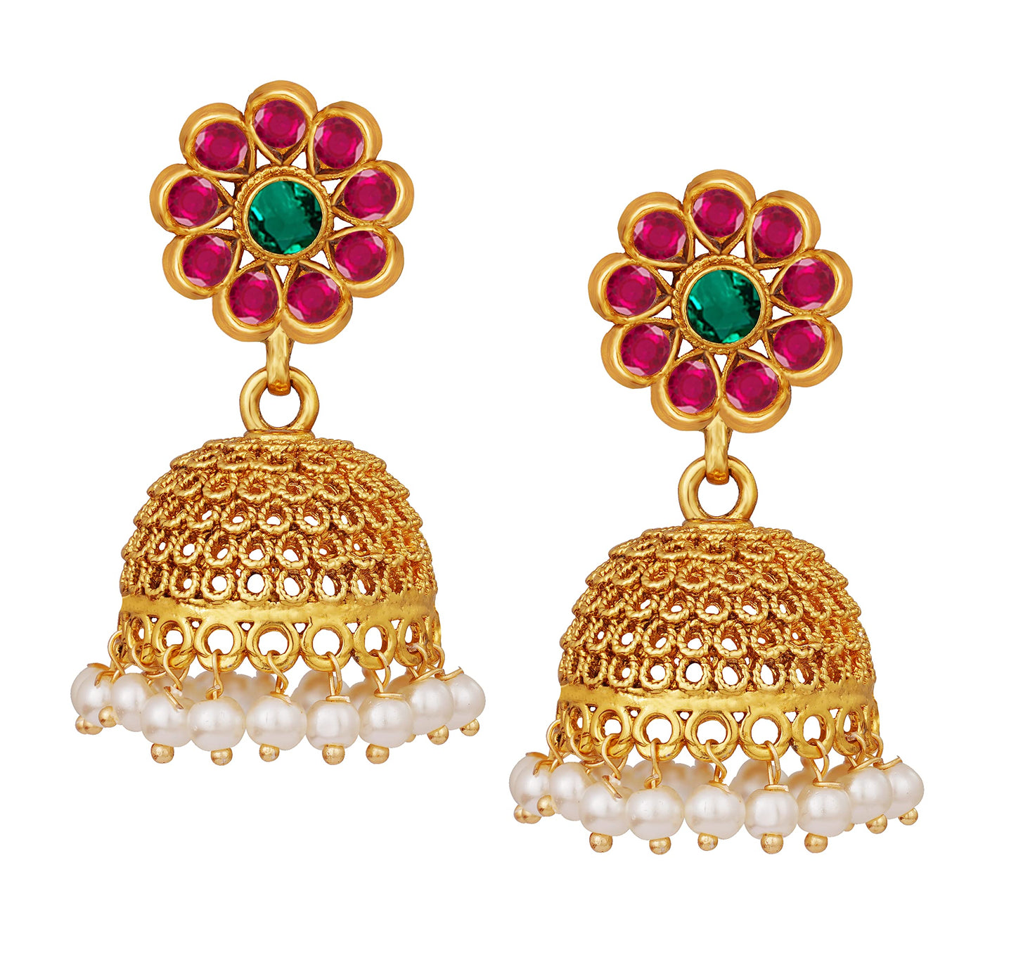 Royal Traditional Choker Necklace Set – Pink, Green & LCD Stone Studded Jewelry