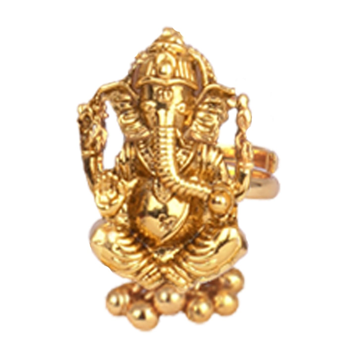 Gold Plated Lord Ganesh Pendant Pearl String Chain With Earring And Finger Ring .