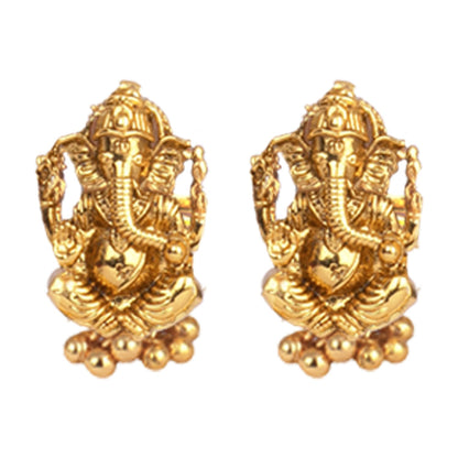Gold Plated Lord Ganesh Pendant Pearl String Chain With Earring And Finger Ring .