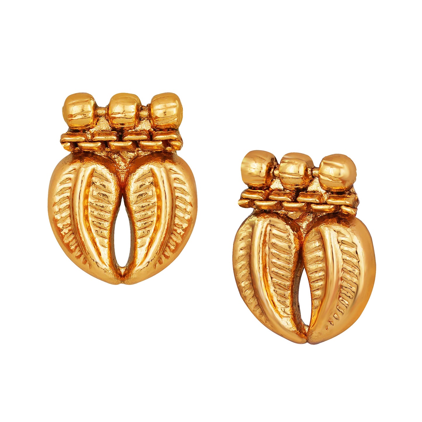 One Gram Gold Plated Leaf Design Necklace Set With Earrings & Adjustable Thread