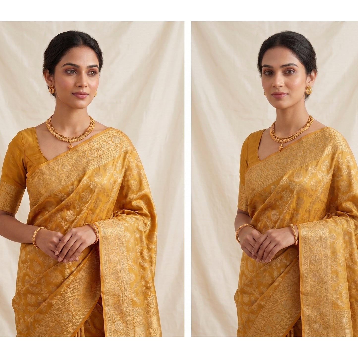 One Gram Gold Plated Leaf Design Necklace Set With Earrings & Adjustable Thread