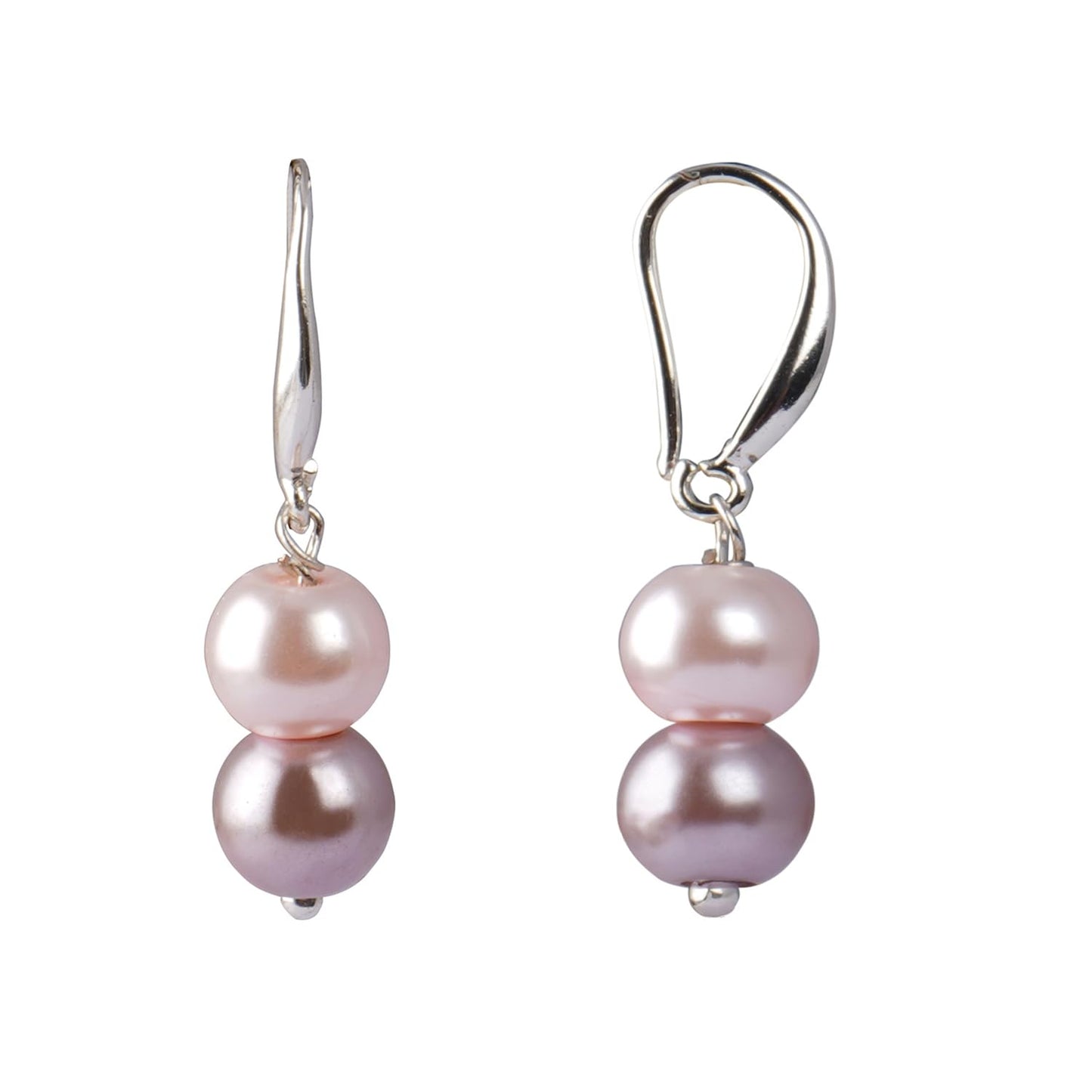 Double Strand Pearl Necklace Set – 6mm & 8mm Round Pearl Mala with Earrings and Bracelet