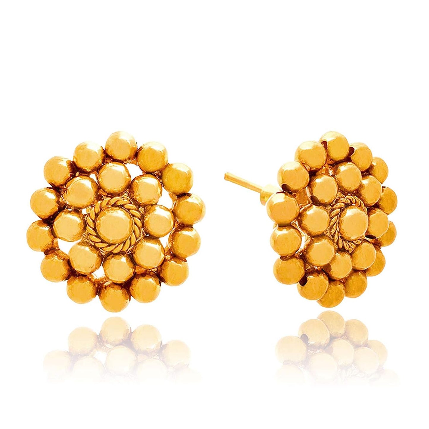 Classic Gold Plated Multi Strand Gold Bead Necklace With Earring & Adjustable Thread (Gold)